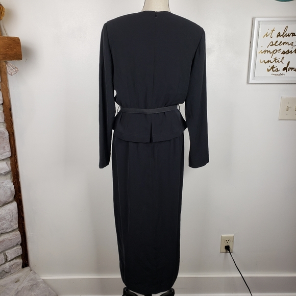 Vintage Dresses Vintage Jones New York Black Belted Maxi Dress 2